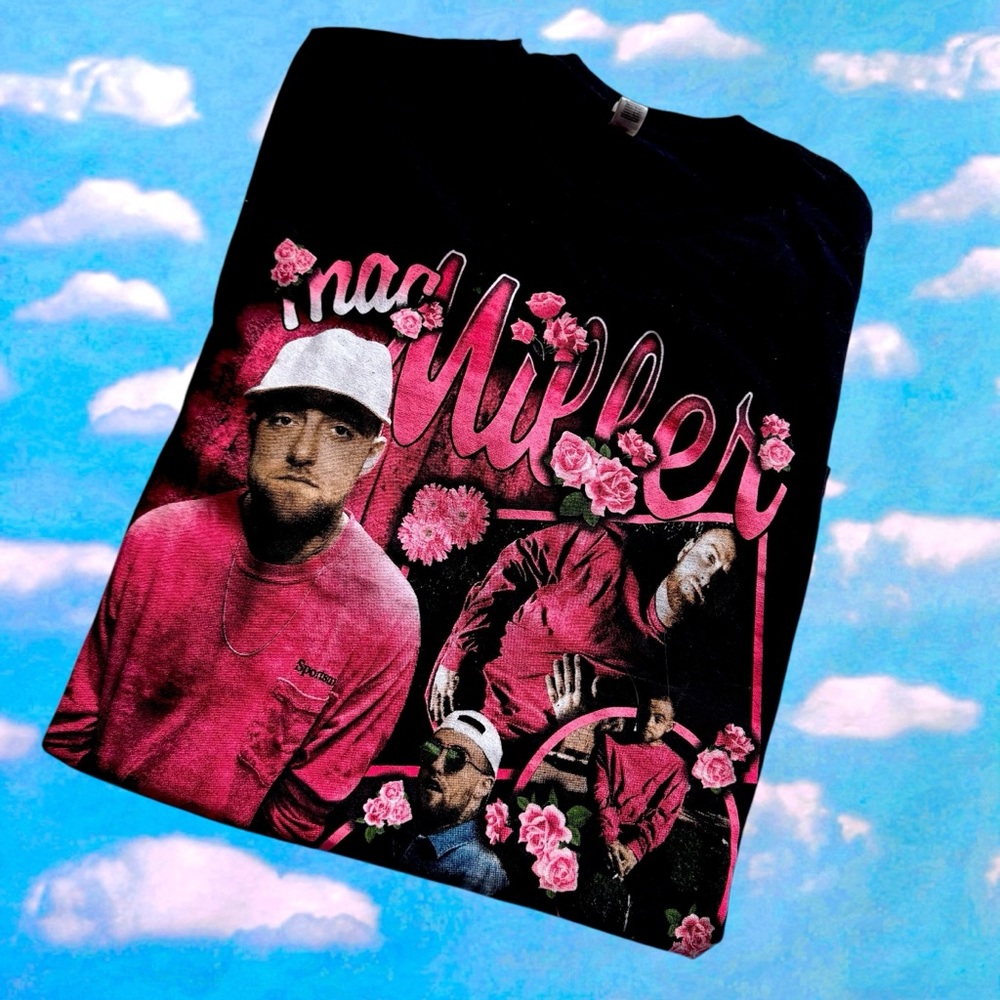 Graphic Tee with Pink Floral Design